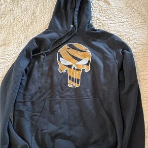 Port and Company Black Hoodie with Cincinnati Bengals themed Defender Skull
